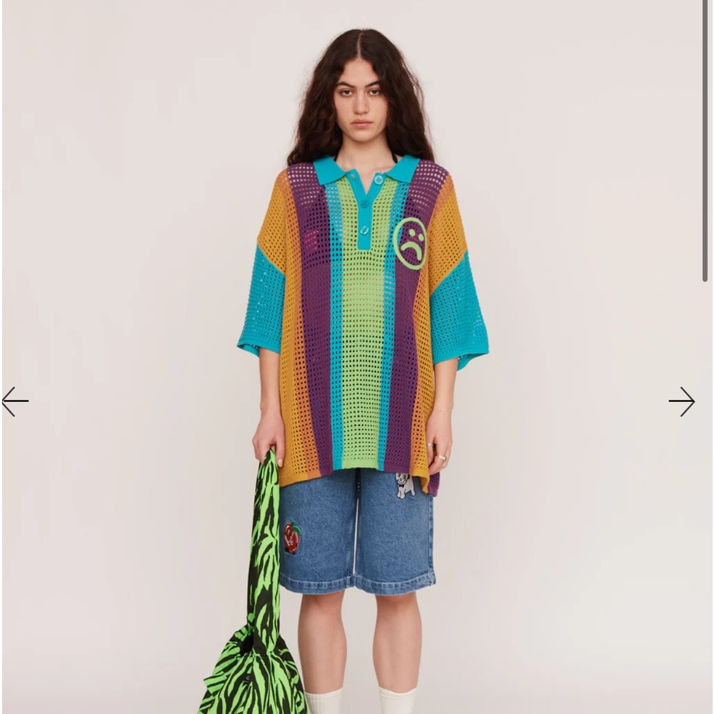 lazy oaf Moody Stripe Open Knit Top